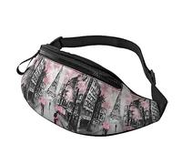 Paris Street Tower floreale rosa per uomo Donna con cinturino regolabile per corsa, viaggio, escursionismo, allenamento con il cane