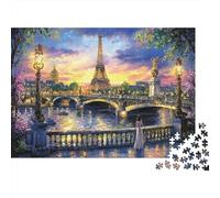 Paris Sunset View 1000 Pezzi Puzzle Relax Adulti Torre Eiffel e Ponte di Parigi nell'Ora d'Oro Premium Robusto Alta Qualità Stimolante Antistress 70x50cm/1000pz