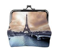 Paris Tower Winter Rainy Print Portamonete piccolo Portamonete in pelle con chiusura a bacio Portafoglio portamonete Regali per uomo Donna