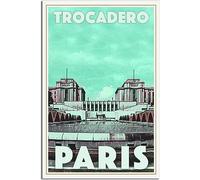 Paris Trocadero Vintage Viaggio Poster Retro Wall Art Tela Poster Art Print Camera Decorazione Casa Decorazione Non incorniciato 60x90cm