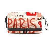 Paris Word - Trousse per cosmetici a doppio strato, per donne e ragazze, borsa da viaggio per trucchi, pratica borsa organizer con scomparto per pennelli, Multi, 27x15x14 cm/10.6x5.9x5.5 in, Beauty