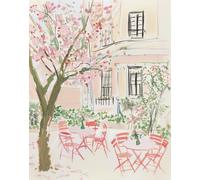 Parisian Café Courtyard Wall Art - Poster romantico - 12X16/16X20/18X24/24X36