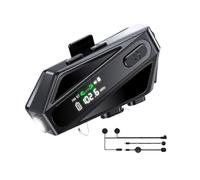 PARK Adatto per casco da moto Auricolare Bluetooth con 2 microfoni, interfono, vivavoce, musica, impermeabile,
