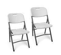 Park Alley Set Sedie Pieghevoli da Giardino Bianche | 2X Sedie da Esterno | Sedia in Plastica da Mare o Campeggio| by