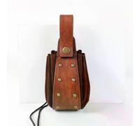 PARK(Marrone) Borsa con coulisse e monete in corda con rune vichinghe, accessorio vintage per Halloween,