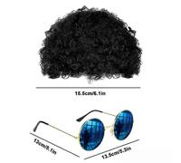 PARK (Nero) Set di parrucche hippie da uomo. Il set di accessori per costumi hippie da uomo include