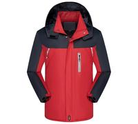parka antipioggia da donna, impermeabile, giacca impermeabile da donna, tinta unita, trench unisex, per attività all'aperto, in softshell, giacca a vento, Colore: rosso, XL
