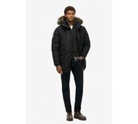 Parka con cappuccio pelliccia sintetica Nero M Tinta unita
