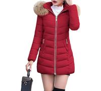 Parka da donna Slim Fit Mid Long Zip anteriore invernale con cappuccio | Uno strato imbottito beige a metà coscia che offre una copertura calda e un look su misura per le giornate fredde.