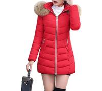Parka da donna Slim Fit Mid Long Zip anteriore invernale con cappuccio | Uno strato imbottito beige a metà coscia che offre una copertura calda e un look su misura per le giornate fredde.