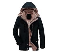 Parka da uomo foderato in pile ispessito giacche multi-tasche con cappuccio cappotto militare plus size inverno antivento Cargo cappotto, Nero , 6XL