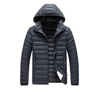 Parka da uomo, leggero, imbottito, invernale, caldo, isolante, senza piume, antivento, con cappuccio, grigio scuro, taglia 8XL