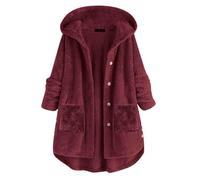 Parka Donna Cappotto autunno-inverno da donna con cappuccio e bottoni con ampie a maniche lunghe Giacca Parka Donna Giacconi Invernali Donna (Red, L)