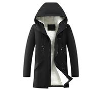 Parka imbottito lungo da uomo, antivento, spesso, con cappuccio, impermeabile, nero, taglia grande