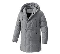 Parka impermeabile da uomo con cappuccio caldo, piumini lunghi da uomo, giacca invernale a tinta unita con coulisse e tasche, a maniche lunghe, trapuntata, per esterni, con cerniera completa, casual