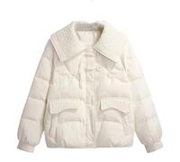 Parka invernale da donna, con colletto rovesciato, con fibbia, alla moda, stile cinese, in cotone trapuntato, giacca imbottita, bianco, XL