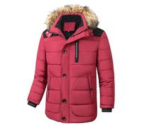 Parka invernale da uomo con cappuccio, giacca invernale antivento in pile da escursionismo caldo cappotto da neve, Rosso, 5XL