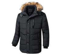 Parka invernale da uomo con cappuccio, giacca invernale antivento in pile da escursionismo caldo cappotto da neve, Nero , 5XL