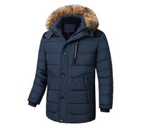Parka invernale da uomo con cappuccio, giacca invernale antivento in pile da escursionismo caldo cappotto da neve, Blu scuro, 5XL