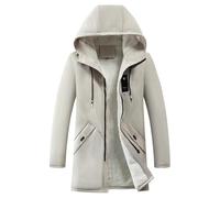 Parka invernale da uomo con cappuccio, impermeabile, lungo, imbottito, antivento, spesso, beige, taglia M