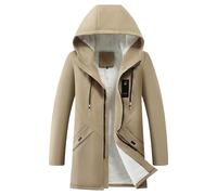 Parka invernale da uomo con cappuccio, impermeabile, lungo, imbottito, antivento, spesso, colore cachi, taglia XL