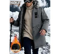 Parka invernale da uomo con cappuccio in pelliccia - Giacca imbottita da esterno a media lunghezza, antivento, per sport all'aperto, escursionismo, sci, campeggio. Cappotto invernale, essenziale inver