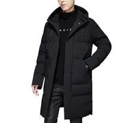 Parka invernale da uomo, spesso, lungo, invernale, caldo, con cappuccio, zip in piuma ispessita, cappotto solido sci montagna antivento imbottito lavoro più capispalla, Nero , 5XL