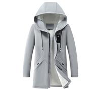 Parka invernale impermeabile con cappuccio da uomo, lungo e imbottito, antivento, spesso, grigio, taglia M