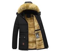 Parka invernale termico da uomo con fodera spessa in sherpa cappotto imbottito in cotone con cappuccio in pelliccia staccabile piumino con cappuccio con cappuccio capispalla termico piumino giacca