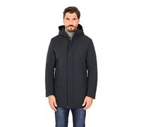 Parka Invernale Uomo Elegante con Cappuccio in Tessuto Tecnico (Blu, 46)