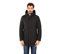 Parka Invernale Uomo Elegante con Cappuccio in Tessuto Tecnico (Nero, 46)
