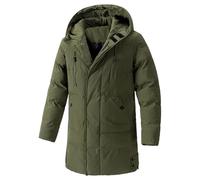Parka Longline Uomo con Cappuccio Imbottito Trapuntato Antivento | Trapuntatura A Segmenti, Tasche Di Archiviazione, Cappuccio Regolabile, Difesa Dal Vento, Tempo Rigido, Outfit Giornalieri