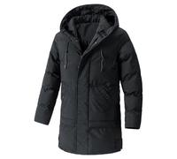 Parka Longline Uomo con Cappuccio Imbottito Trapuntato Antivento | Trapuntatura A Segmenti, Tasche Di Archiviazione, Cappuccio Regolabile, Difesa Dal Vento, Tempo Rigido, Outfit Giornalieri