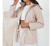 Parka reversibile da donna con cappuccio regolabile e coulisse in vita. Questa giacca leggera e comoda per la mezza stagione presenta un design pratico con cerniere e tasche, perfetta per la primavera