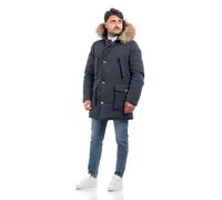 Parka Uomo Eskimo Neve Imbottito Cappuccio Giubbotto Invernale Piumino Lungo VEQUE (IT, Testo, M, Regular, Regular, Blu)