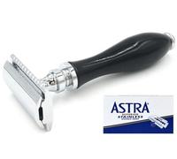 Parker 111B Rasoio di Sicurezza Edelharz-Griff Nero & 5 Astra Suonare a Lametta