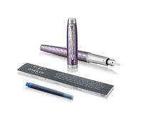 Parker 1931636 IM Premium Penna Stilografica, Punta Sottile e Ricarica di Inchiostro Blu, Confezione Regalo, Dark Violet Chrome Trim