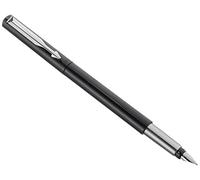 Parker 2055853 Vector Penna stilografica SET, Nero con parti cromate, tratto M, cinque cartucce con inchiostro blu auswaschbarer