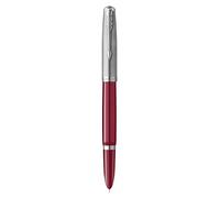 PARKER 51 Penna Stilografica, Corpo Rosso (Borgogna) con Finiture Cromate, Pennino Sottile con Cartuccia di Inchiostro Nero, Confezione Regalo