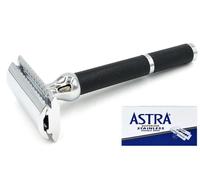 Parker 71R Rasoio di Sicurezza Chiuso Pettine & 5 Astra Lamette Rasoio a Lametta