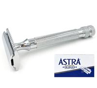 Parker 91R Rasoio di Sicurezza Chiuso Pettine & 5 Astra Lamette Rasoio a Lametta
