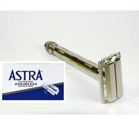 Parker 95R Butterfly-Rasierhobel Messing-Verchromt & 5 Astra Suonare Rasoio