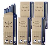 Parker - Cartucce d'inchiostro ad alta capacità Quink, 5 pezzi, nero/blu