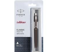 Parker Classico Opaco Marrone Penna a Sfera Bp Finiture Cromate Quink Blu Refill