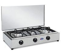 Parker Fornello 3 Fuochi a Gas GPL acciaio inox con valvola di sicurezza per uso interno - made in italy mod. FO3300AGPS
