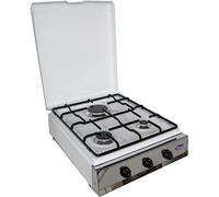 Parker Fornello a gas 3 fuochi GPL con piano estraibile Bianco Frontale Inox completo di regolatore fascette e 1,5 mt di tubo gas - mod. 330BGP