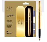 Parker Frontier Gold GT Roller Ball Pen RB Rollerball Trim nuovo con scatola blu
