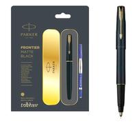 Parker Frontier Matte Black MB Gold Trim GT Roller Ball RB Pen Rollerball nuovo
