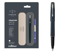 Penna a sfera roller Parker Frontier nera opaca con finiture cromate,...