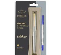 Parker Galaxy Acciaio Gt a Sfera Penna RB Finiture IN Oro Standard Punta Blu Ink